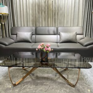 Ghế sofa băng da bò italy màu xám SFB21