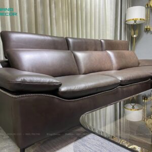 Ghế sofa góc L bọc da màu nâu - SFL08