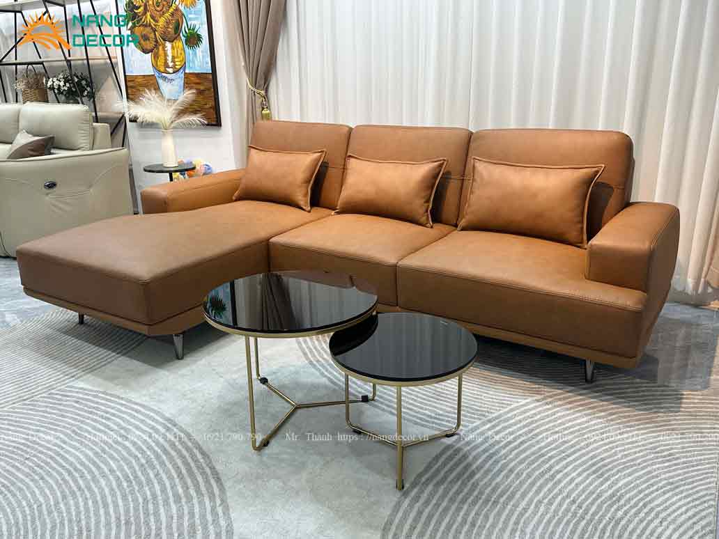 Mẫu sofa da bò hiện đại mã SF02 góc L 2m6.