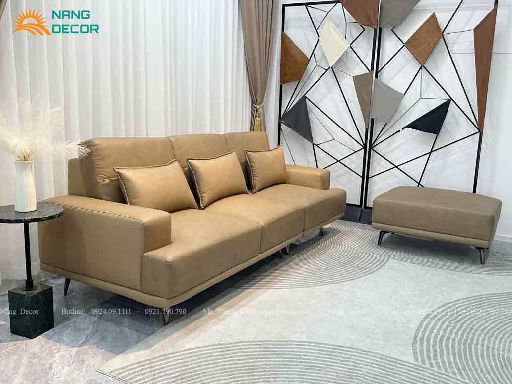 Mẫu sofa da bò hiện đại SF02 có nhiều gam màu đa dạng cho khách lựa chọn.