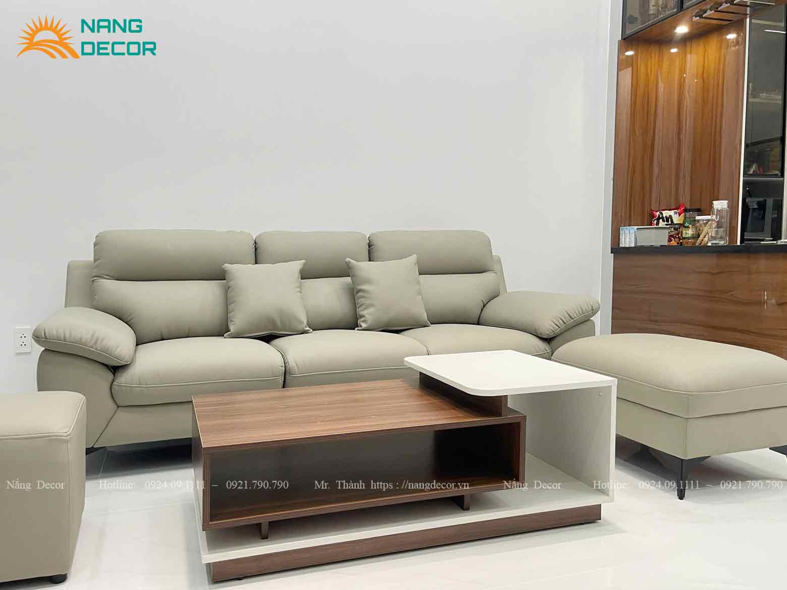 Tùy ngân sách khách hàng có thể lựa chọn sofa da bò mặt tiếp xúc hoặc full da bò.