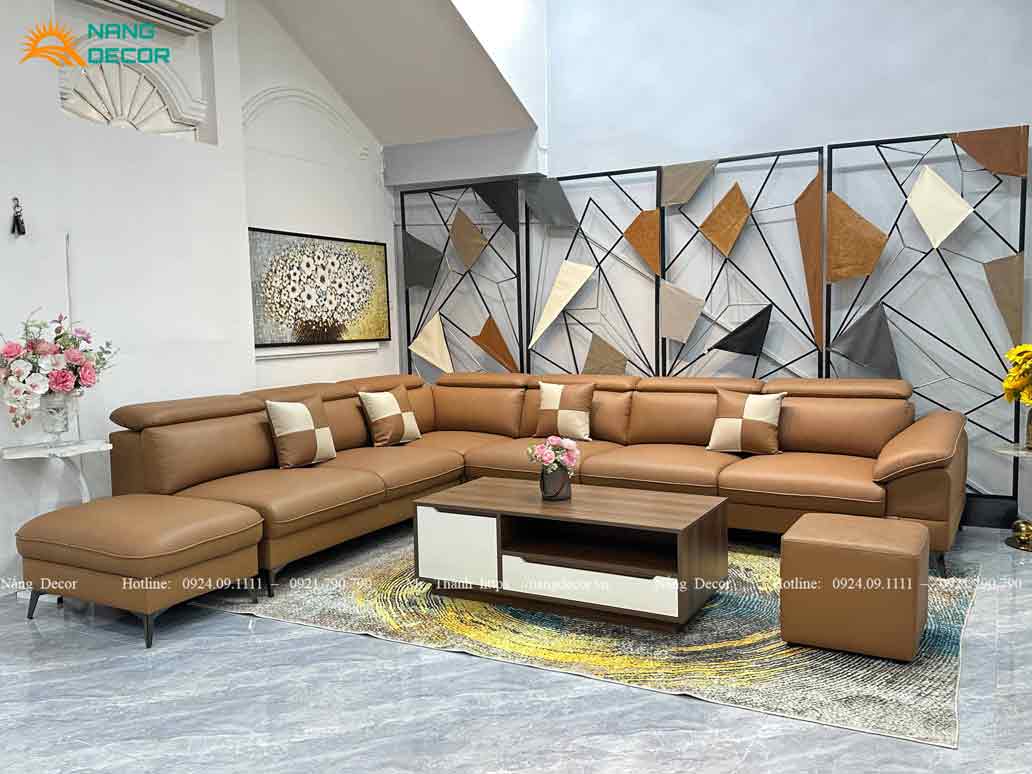 Sofa da bò Nappa nổi tiếng về độ bền cao, không bong tróc.