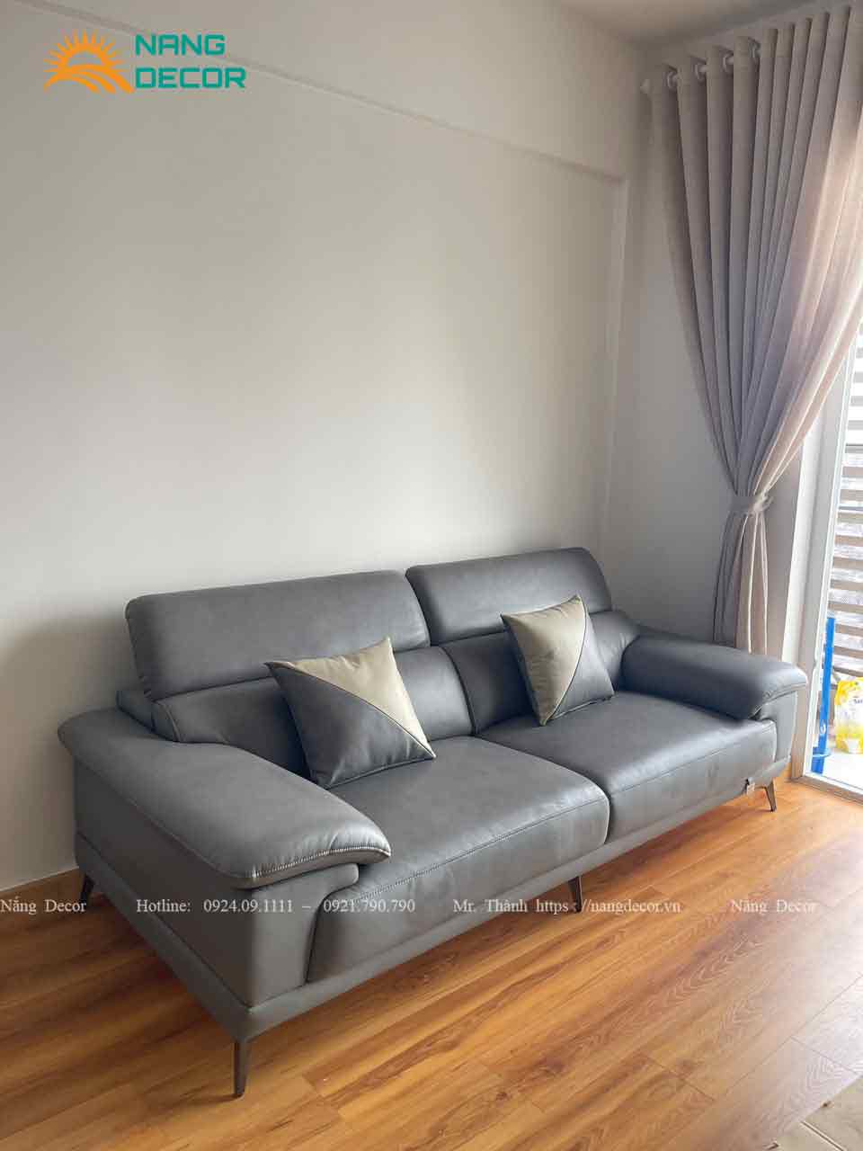 Sofa da bò giá từ 15 đến 30 triệu mặt tiếp xúc kích thước 1m8 cho chung cư nhỏ.